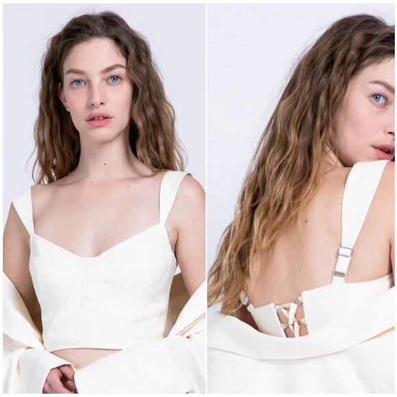 SABINA MUSAYEV -NwoT- Vita Ivory Woven Viscose Corset Top | Medium - Picture 1 of 8